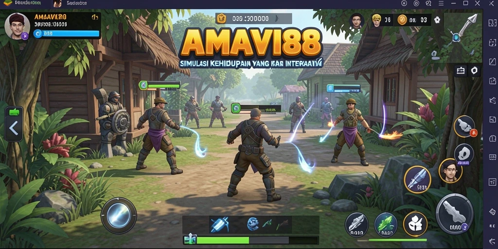 Tangkapan layar dari gameplay AMAVI88 yang menampilkan interaksi karakter.