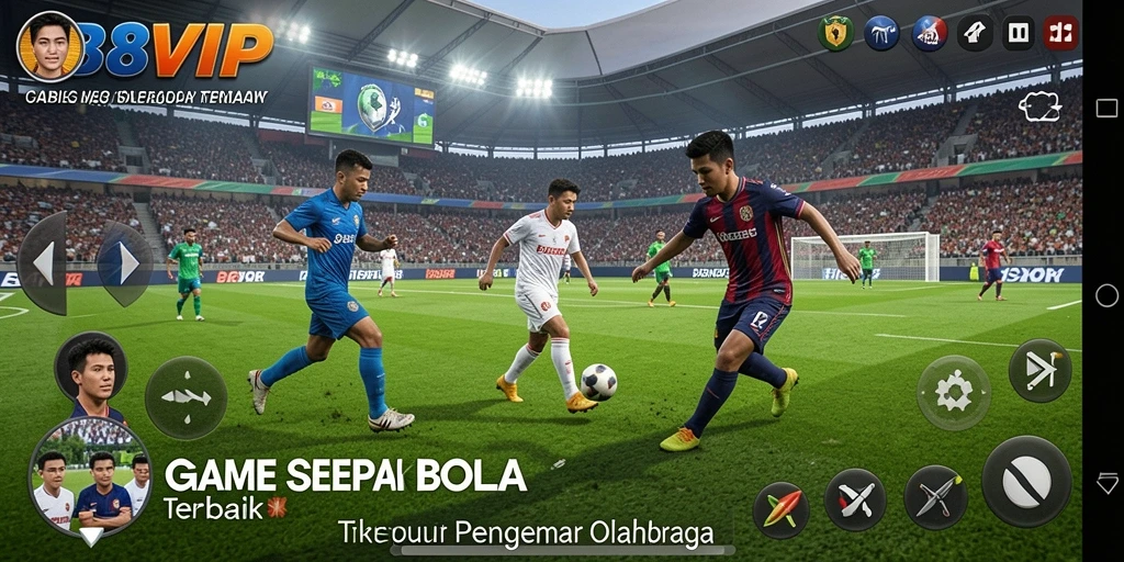 Tampilan gameplay B8VIP dengan aksi sepak bola yang mendebarkan.