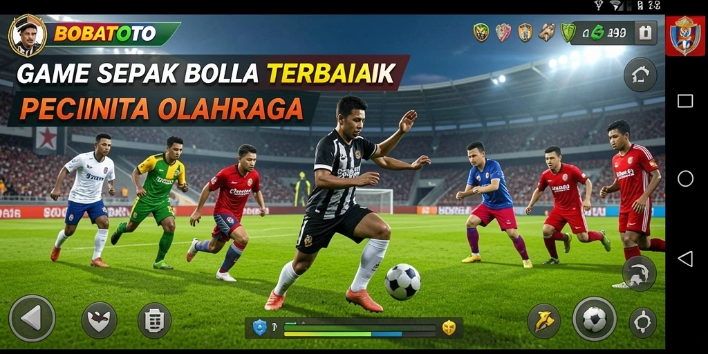 Gameplay BOBATOTO yang mendebarkan dengan aksi sepak bola nyata.