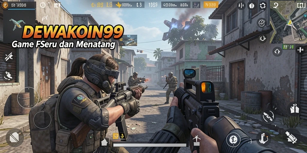 Tampilan screenshot gameplay DEWAKOIN99 menunjukkan intensitas pertempuran FPS.