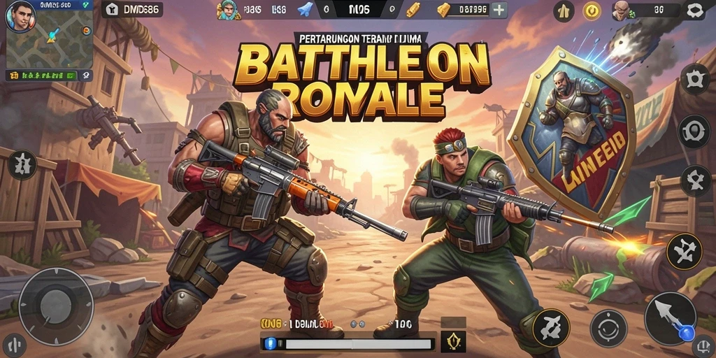 Screenshot menampilkan aksi intens dalam game Battle Royale DMD686.