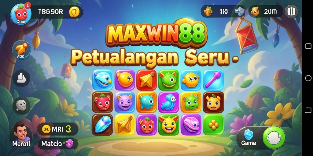 Tampilan seru gameplay MAXWIN88 dengan tantangan Match-3 yang menarik.