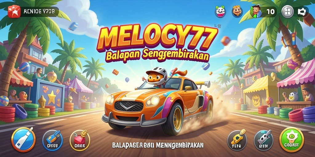 Tampilan gameplay seru di lintasan balap dengan kendaraan cepat.
