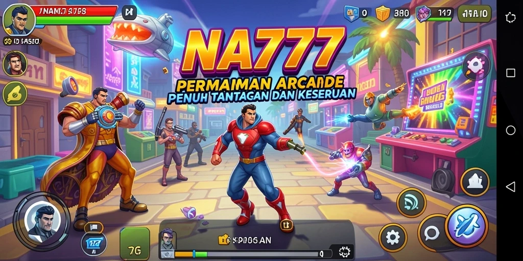 Screenshot utama NA777 menampilkan gameplay Arcade yang penuh keseruan.