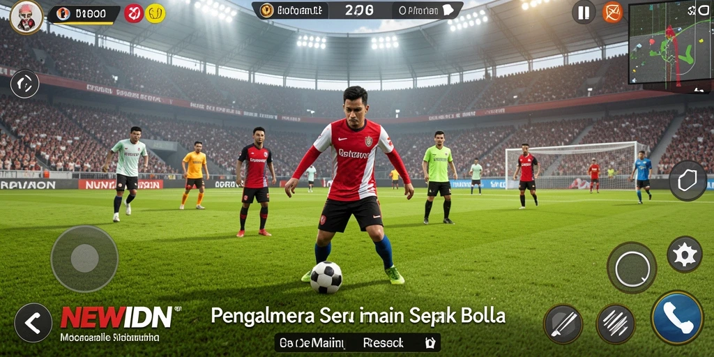 Tampilan gameplay seru dalam NEWIDN yang penuh aksi sepak bola.
