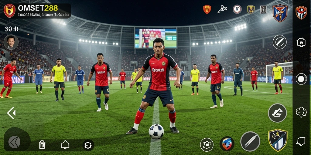 Tampilan gameplay menegangkan dari OMSET288 saat bertanding di lapangan.